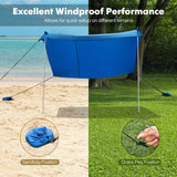 NNECW 2-Size Beach Sunshade Canopy with Sandbags &amp Carry Bag for Beach Trip-Blue-210 x 210 x 180 cm