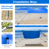 NNECW 2-Size Beach Sunshade Canopy with Sandbags &amp Carry Bag for Beach Trip-Blue-300 x 280 x 200 cm