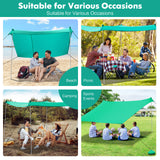 NNECW 2-Size Beach Sunshade Canopy with Sandbags &amp Carry Bag for Beach Trip-Green-300 x 280 x 200 cm