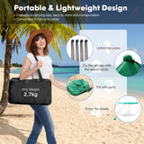 NNECW 2-Size Beach Sunshade Canopy with Sandbags &amp Carry Bag for Beach Trip-Green-300 x 280 x 200 cm