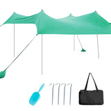 NNECW 2-Size Beach Sunshade Canopy with Sandbags &amp Carry Bag for Beach Trip-Green-300 x 280 x 200 cm