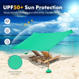 NNECW 2-Size Beach Sunshade Canopy with Sandbags &amp Carry Bag for Beach Trip-Green-300 x 280 x 200 cm