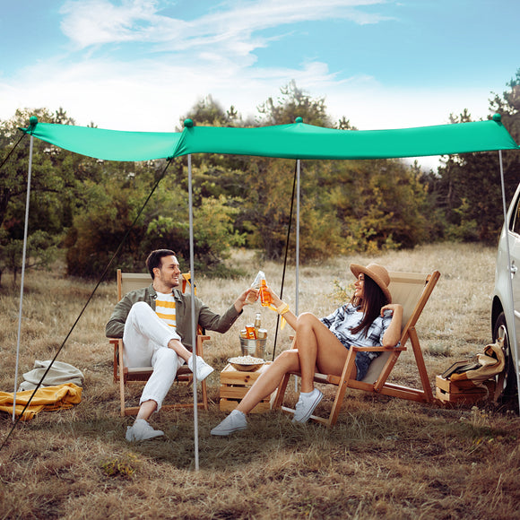NNECW 2-Size Beach Sunshade Canopy with Sandbags & Carry Bag for Beach Trip-Green-300 x 280 x 200 cm