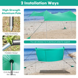 NNECW 2-Size Beach Sunshade Canopy with Sandbags &amp Carry Bag for Beach Trip-Green-300 x 280 x 200 cm