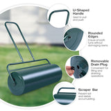 NNECW 63L Metal Lawn Roller with U-Shaped Handle for Ball Field & Park & Backyard