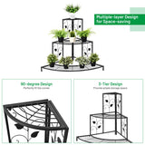 NNECW 3-Tier Metal Corner Plant Stand for Indoor & Outdoor Use