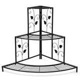 NNECW 3-Tier Metal Corner Plant Stand for Indoor & Outdoor Use