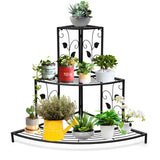 NNECW 3-Tier Metal Corner Plant Stand for Indoor & Outdoor Use