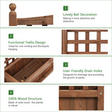 NNECW Weather-Resistant Wood Planter Box with Trellis for Garden