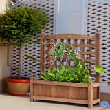 NNECW Weather-Resistant Wood Planter Box with Trellis for Garden