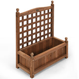 NNECW Weather-Resistant Wood Planter Box with Trellis for Garden