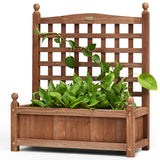 NNECW Weather-Resistant Wood Planter Box with Trellis for Garden