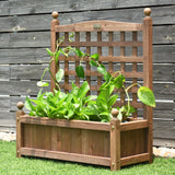 NNECW Weather-Resistant Wood Planter Box with Trellis for Garden