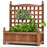NNECW Weather-Resistant Wood Planter Box with Trellis for Garden
