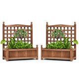 NNECW Weather-Resistant Wood Planter Box with Trellis for Garden