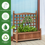 NNECW Weather-Resistant Wood Planter Box with Trellis for Garden