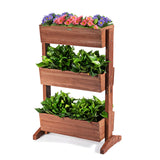 NNECW 3 Tier Wooden Flower Rack with Water-saving Design For Indoor Outdoor