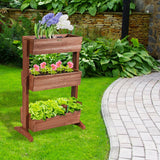 NNECW 3 Tier Wooden Flower Rack with Water-saving Design For Indoor Outdoor