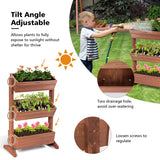 NNECW 3 Tier Wooden Flower Rack with Water-saving Design For Indoor Outdoor