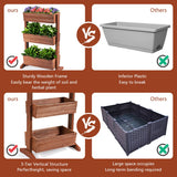 NNECW 3 Tier Wooden Flower Rack with Water-saving Design For Indoor Outdoor