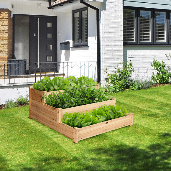 NNECW Wooden Raised Garden Bed with 3-Tier Ample Space for Garden
