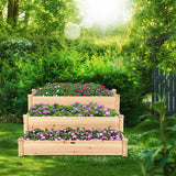 NNECW Wooden Raised Garden Bed with 3-Tier Ample Space for Garden