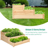 NNECW Wooden Raised Garden Bed with 3-Tier Ample Space for Garden