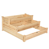 NNECW Wooden Raised Garden Bed with 3-Tier Ample Space for Garden