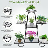 NNECW 7 Shelf Classic Metal Plant Stand for Indoor & Outdoor