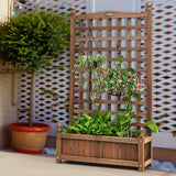 NNECW Wood Planter Free Standing Plant Raised Bed with Trellis for Garden