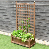 NNECW Wood Planter Free Standing Plant Raised Bed with Trellis for Garden