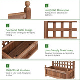 NNECW Wood Planter Free Standing Plant Raised Bed with Trellis for Garden