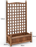 NNECW Wood Planter Free Standing Plant Raised Bed with Trellis for Garden