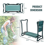 NNECW Foldable Gardener Stool with EVE Pad & Tool Bag for Outdoor Use