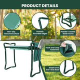 NNECW Foldable Gardener Stool with EVE Pad & Tool Bag for Outdoor Use