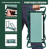 NNECW Foldable Gardener Stool with EVE Pad & Tool Bag for Outdoor Use