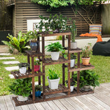 NNECW 6-Tier Wood Plant Stand Shelf Storage for Garden