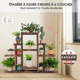 NNECW 6-Tier Wood Plant Stand Shelf Storage for Garden