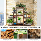 NNECW 6-Tier Wood Plant Stand Shelf Storage for Garden