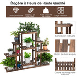 NNECW 6-Tier Wood Plant Stand Shelf Storage for Garden