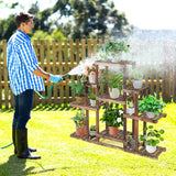 NNECW 6-Tier Wood Plant Stand Shelf Storage for Garden