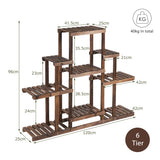 NNECW 6-Tier Wood Plant Stand Shelf Storage for Garden