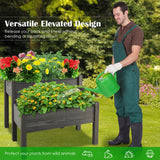 NNECW 2-Tier Wooden Elevated Planter Box with Legs Drain for Garden