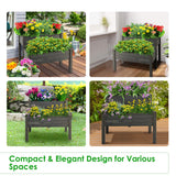 NNECW 2-Tier Wooden Elevated Planter Box with Legs Drain for Garden