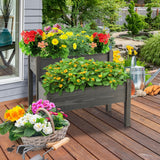 NNECW 2-Tier Wooden Elevated Planter Box with Legs Drain for Garden