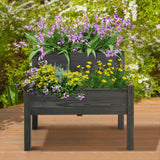 NNECW 2-Tier Wooden Elevated Planter Box with Legs Drain for Garden