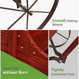NNECW Wood Wagon Planter with Adjustable Handle-Red