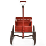 NNECW Wood Wagon Planter with Adjustable Handle-Red