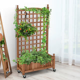 NNECW 127 cm Solid Wood Planter Bed with High Trellis