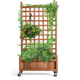NNECW 127 cm Solid Wood Planter Bed with High Trellis